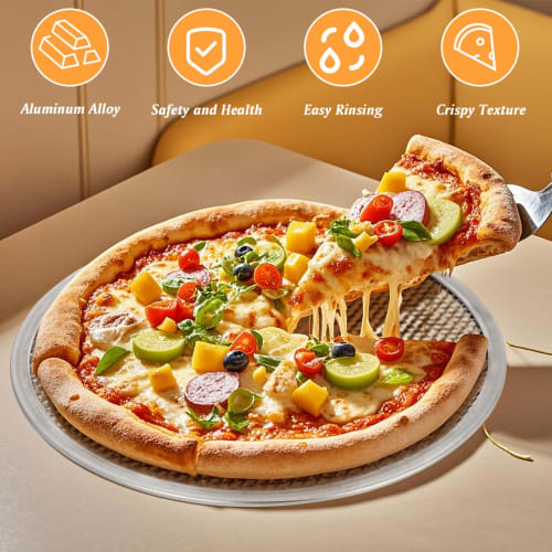 DECHOUS Pizza Screen, Pizza Pan, Pizza Grill, 11-inch Aluminum Mesh Pizza Tray with Holes for Home, Kitchen, and Restaurant Use