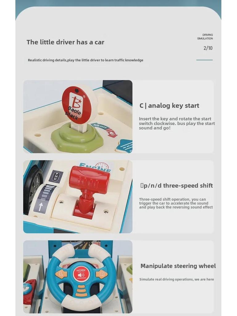 Baolexing 5811 Children's Educational Steering Wheel Toy - Transformable Bus Design for Boys
