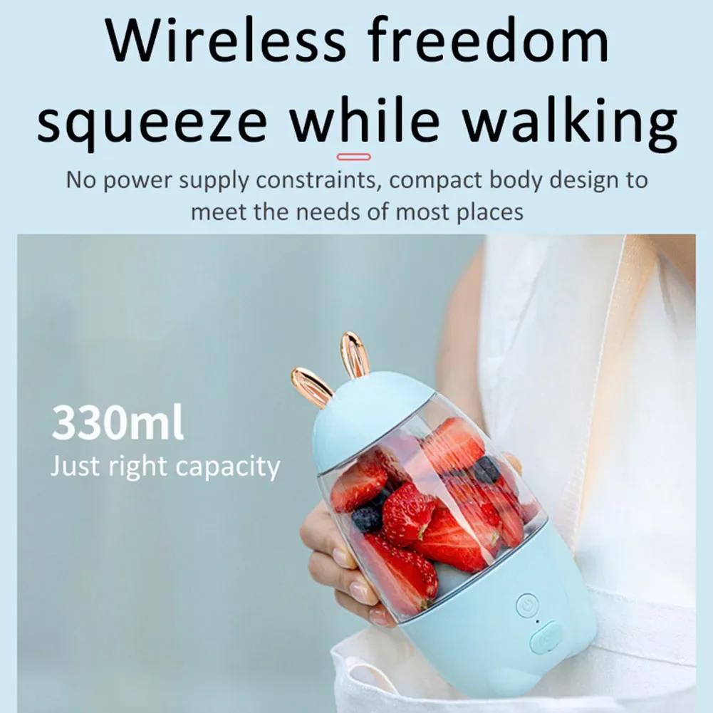 Portable Mini Size Fruit Juicer, Household Portable USB Rechargeable Juicer Cup, Fruit Blender Mixer, Lovely Rabbit Dropshipping