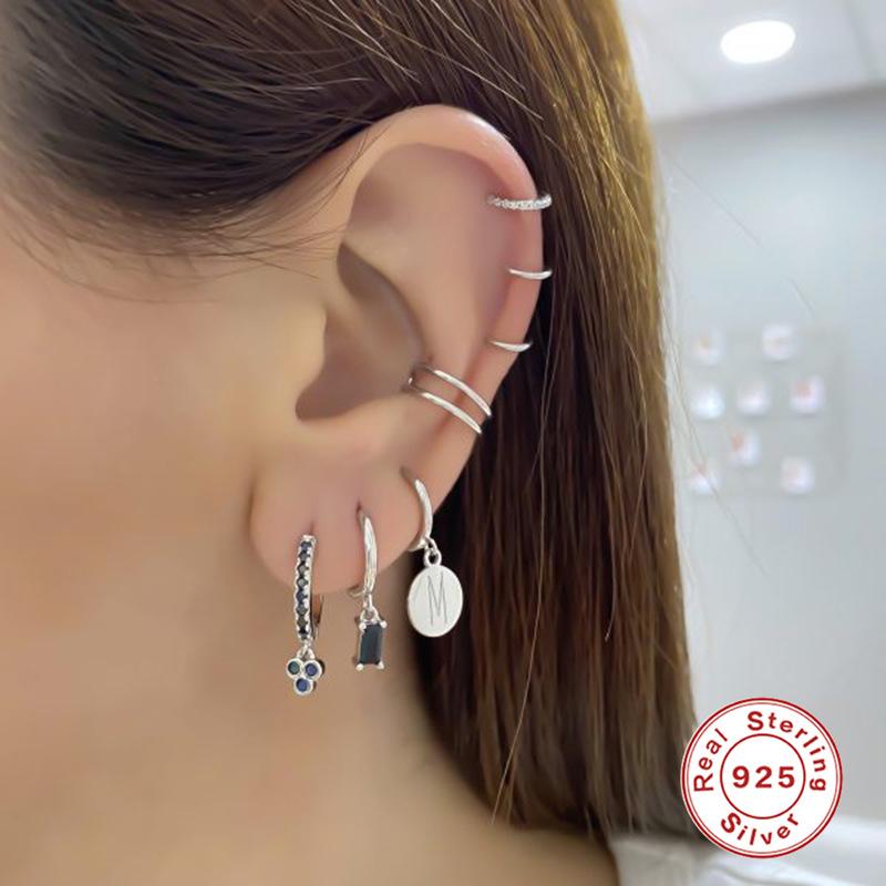 S925 Sterling Silver Wind Diamond Geometric Three Diamonds Light Luxury Temperament Earrings Ear Buckles Women