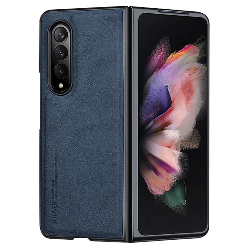 

Bojue-3 Series For Samsung Galaxy Z Fold4 5G Case Anti-Scratch Leather+TPU+PC Phone Cover Blue
