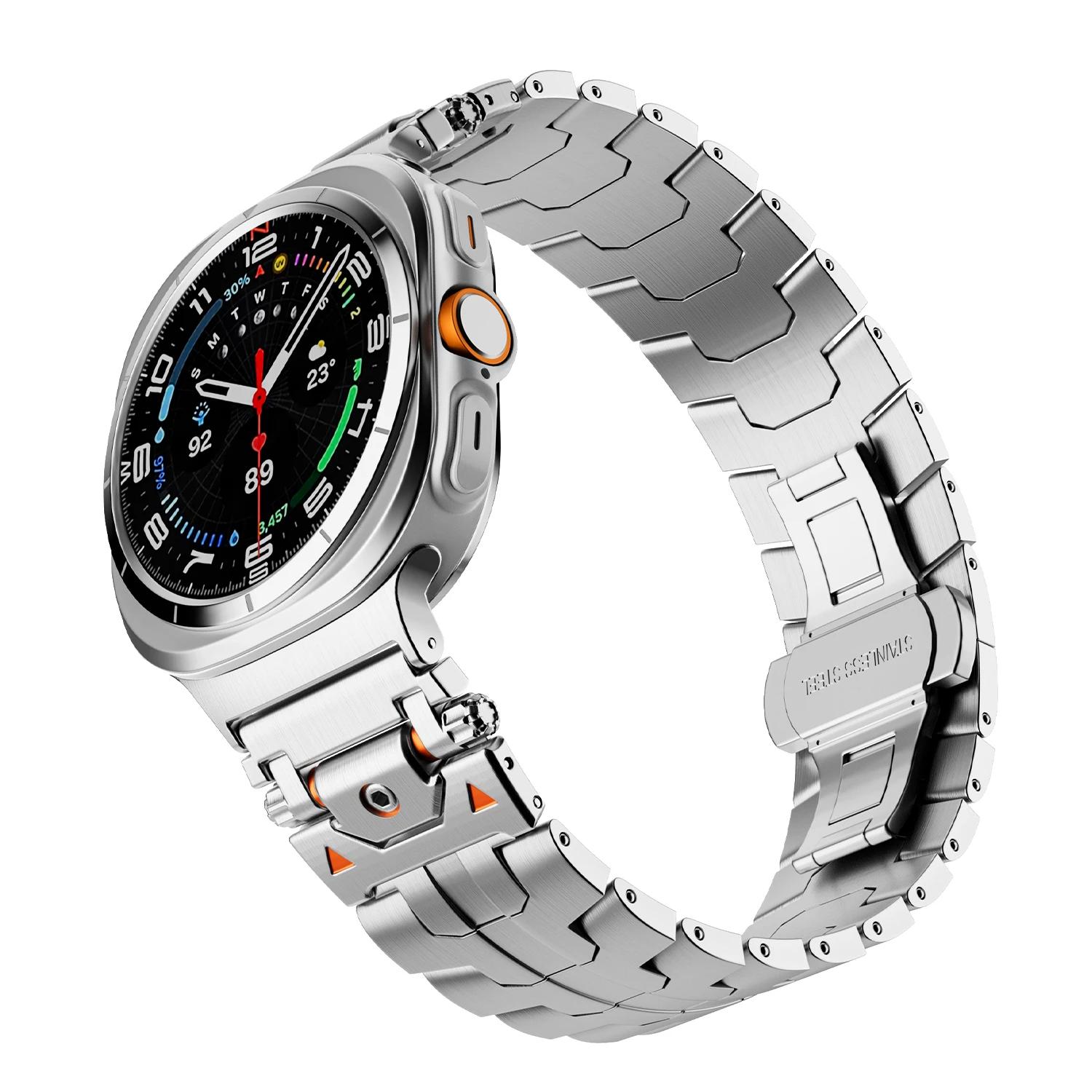 

Stainless Steel Strap for Samsung Galaxy Watch 7 Ultra 47mm Luxury Metal Band for Galaxy Watch Ultra 2025 Replaceable Wristband Galaxy Ultra 2025 серебряный