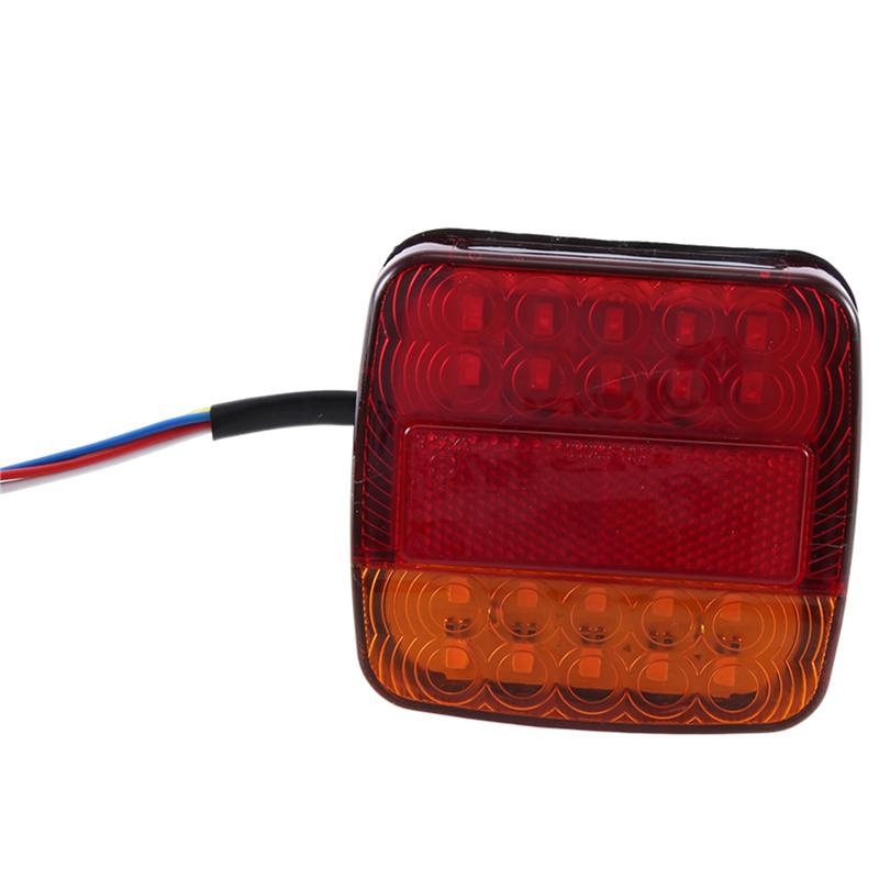 12V LED Square Lamp Two-Color Tail Lamp Universal Car Supplies Replacement Accessories Red Cover