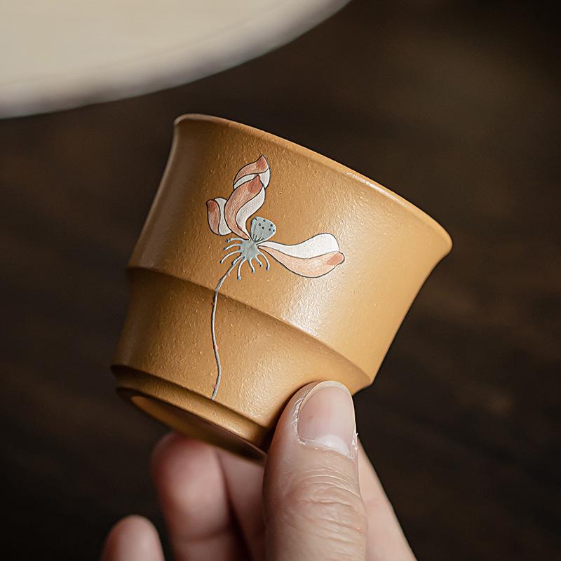 Purple Clay Chinese Style Ceramic Tea Cup Gourd Cup Handmade Master Cup Household Kung Fu Tea Set