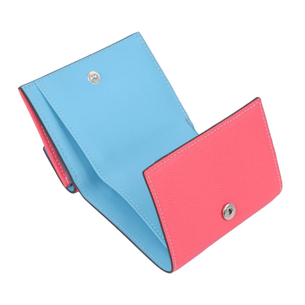 Valorex Small Italian Epson Card for Men and Women Pink x Sky Tri-fold Wallet, Leather, Compact, Slots, (Sakura Blue)