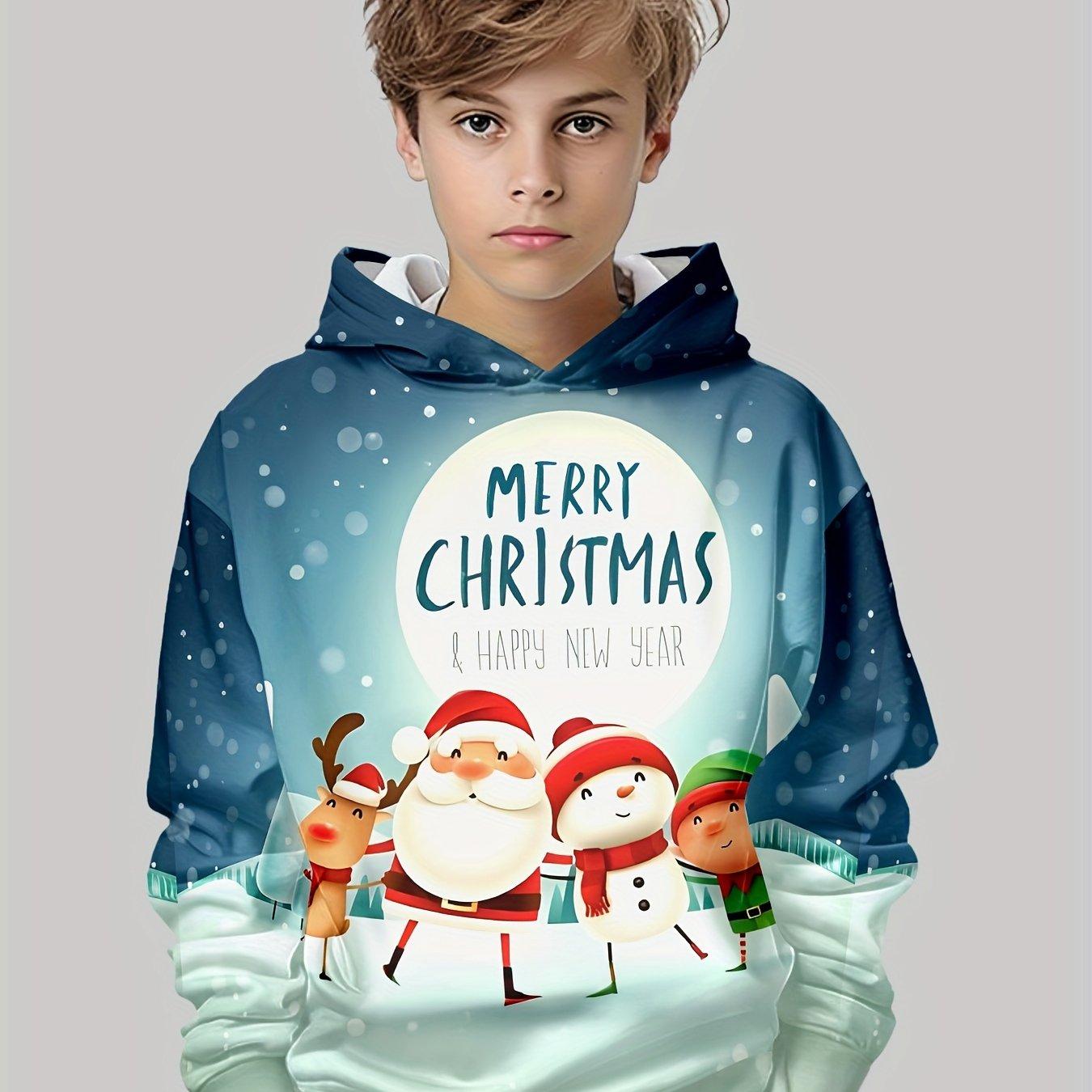 Xuhaijian02 Kinderkleding Jongens Hoodies Lange Mouw 3D Kerstprint Feestelijke Sfeer Meisjeskleding Kinderkleding Lente Herfst Jongenskleding 110