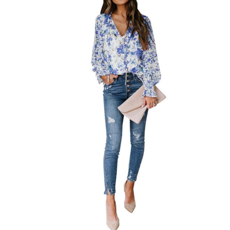 Women's Chiffon Shirt Cardigan Loose Floral Pattern Top Blouse