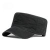 Men's Retro Washed Cotton Military Cap Flat Top Cadet Patrol Hat Summer Breathable Army Peaked Cap Casual Plain Sun Hat