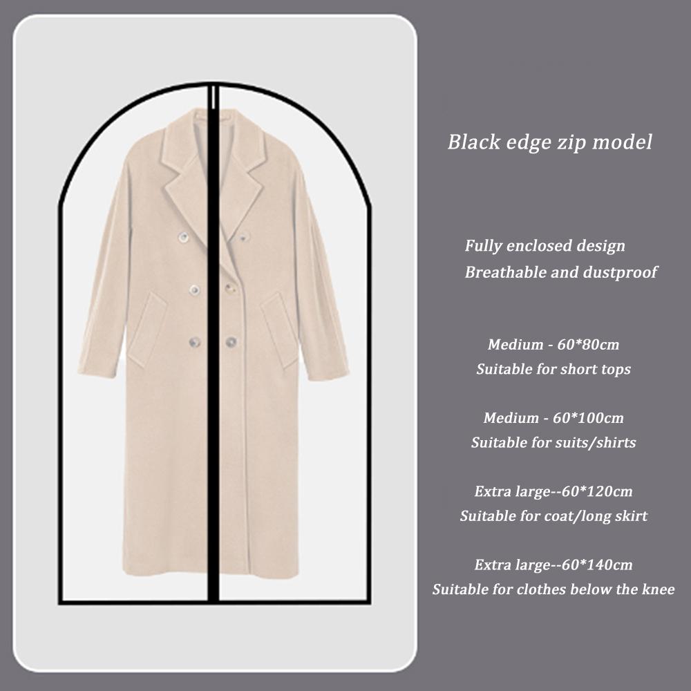 Clothes Dust Cover Home Washable Coat Dust Bag Waterproof Transparent Hanging Clothes Bag Suit Cover Storage 80/100/120/140cm