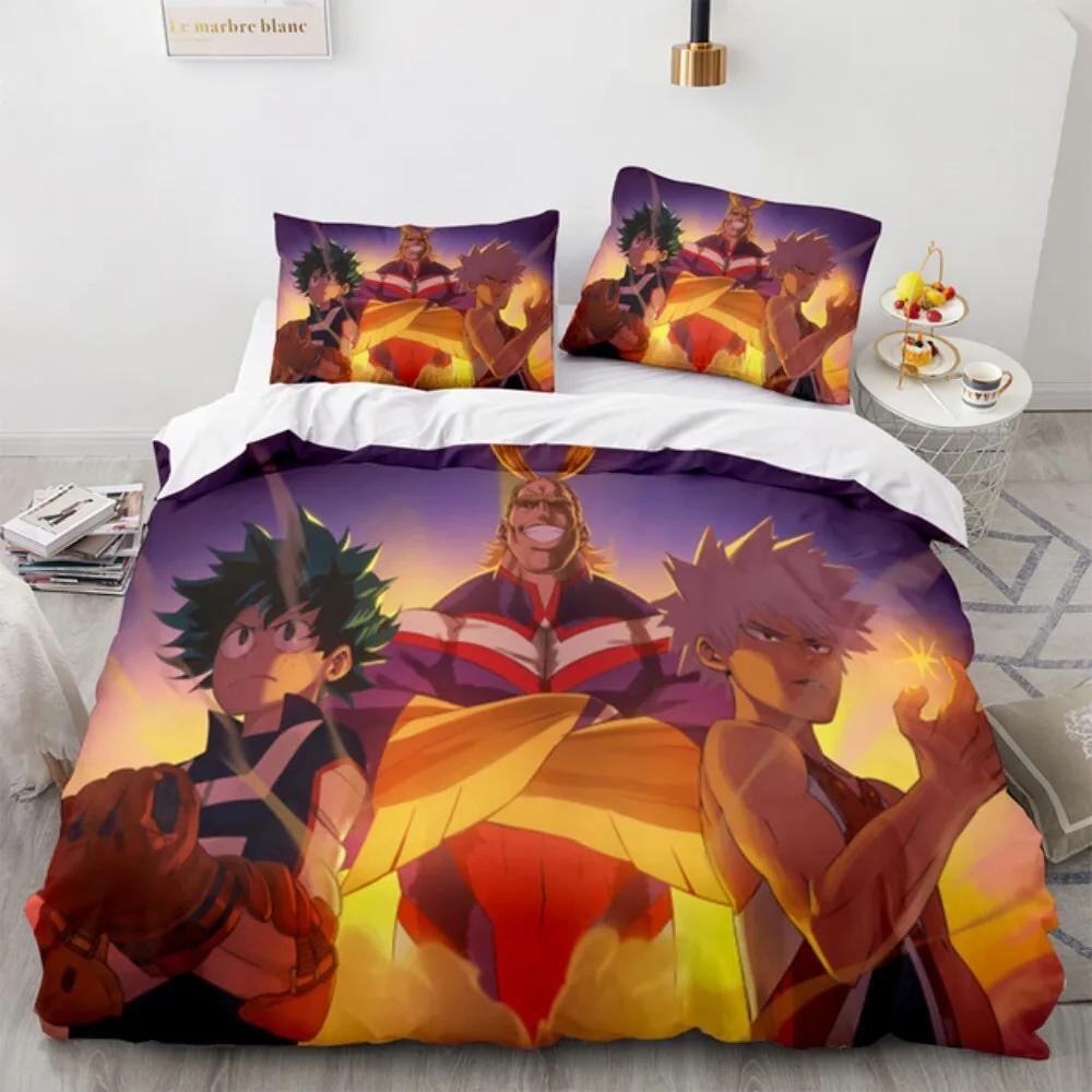 NEW My Hero Academia Anime Duvet Cover Set with Pillow Covers Polyester Teens Kids Bedding Set Full Queen King Size Bed Linen