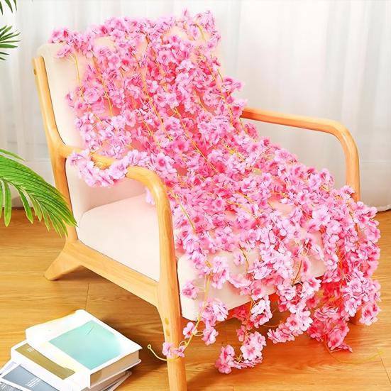 Cherry Blossom LED String Lights 2M 20-LED Artificial Flower Vines Fairy Lights Wedding Christmas Party Holiday Decoration for Indoor Displays