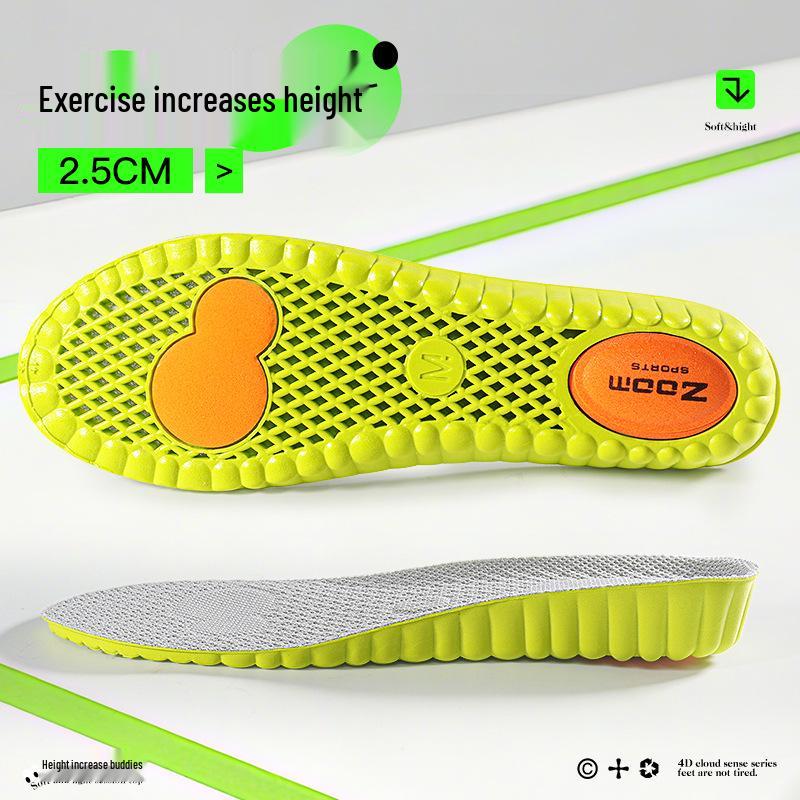 Unisex Height-Boosting Insoles: Invisible, Breathable, Deodorant, Shock-Absorbing for Sneakers and Boots.