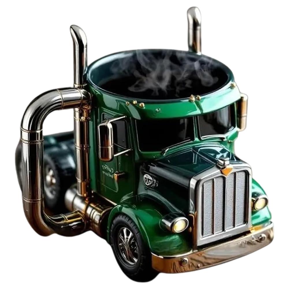 Semi-Truck Coffee Mugs Stainless Steel Handcrafted Truck Coffee Mug Resin Coffee Mug 11 Ounces Semi-Truck Coffee Mugs for Men