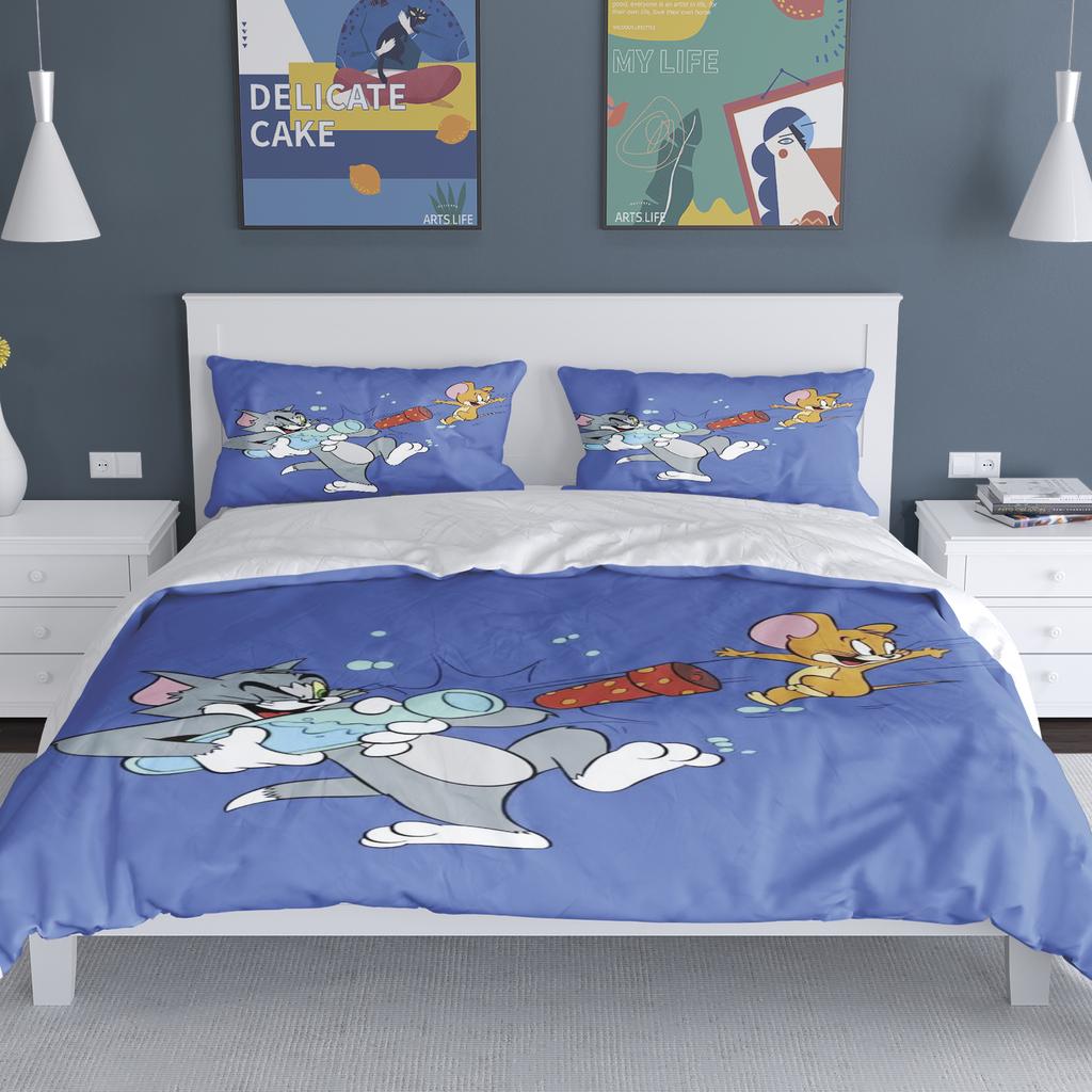 Duvet Cover Cats Set for Childern Home Boys Girls Cartoon Co-branded Jerry Mouse Modern 2 Piece Bedding Sets