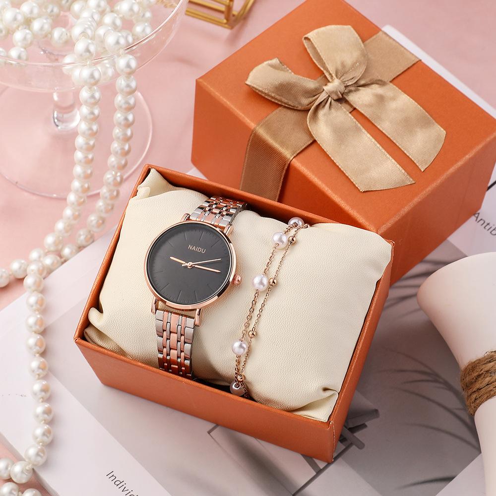 

Новые модные женские часы + стиль Instagram, простые и повседневные кварцевые часы из 2 предметов, браслет из титановой стали