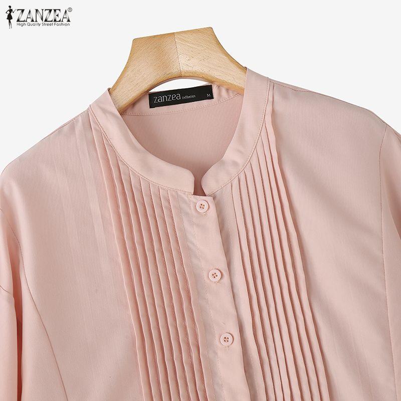 ZANZEA Dámská ležérní halenka s límečkem a dlouhým rukávem