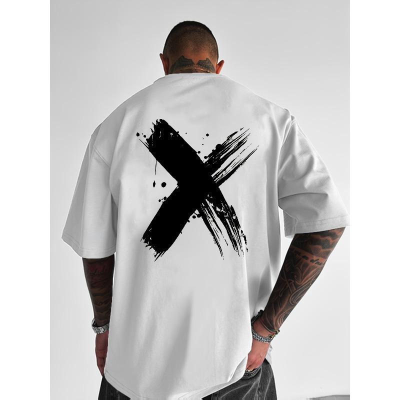 

European sizes Men S Street-Style Graphic Print T-Shirt, Perfect for Casual Everyday Wear, Featuring a Loose Fit And Round Neck 4XL білий