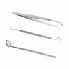 3pcs/set Stainless Steel Dental Tool Mouth Mirror Probe Plier Tweezer Teeth Clean Hygiene Kit