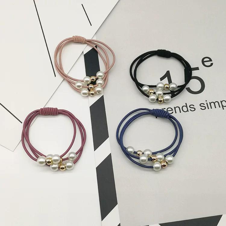 Korean High Elasticity Pearl Beaded Hair Tie - Versatile Three-in-One Hair Ring