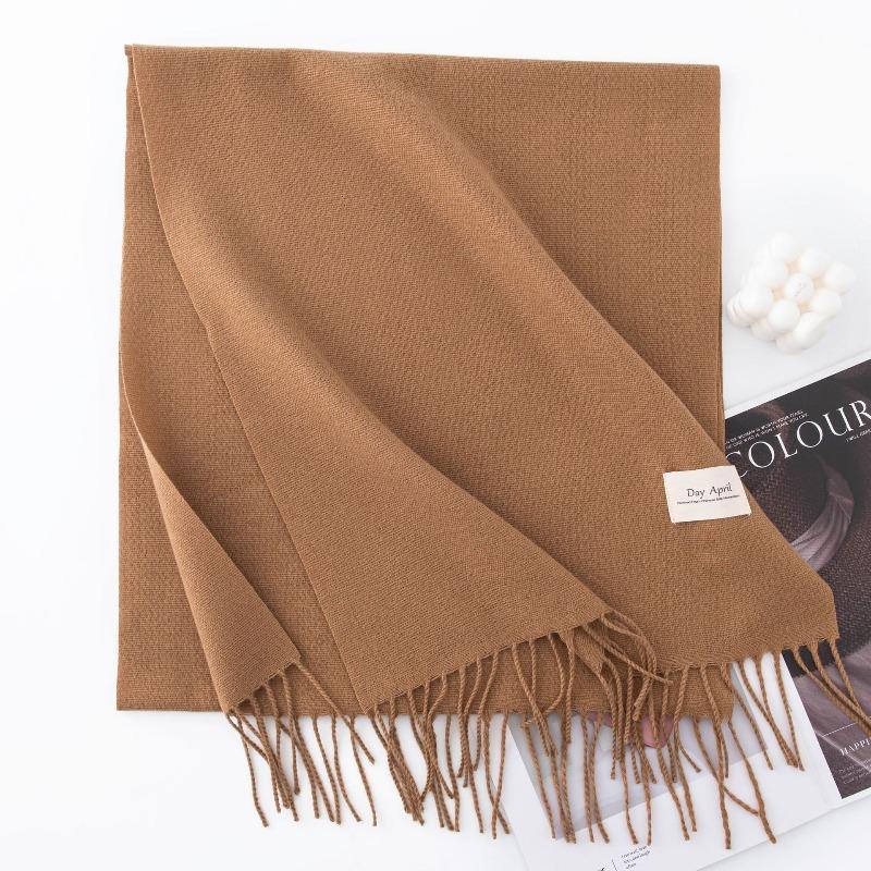 New Solid Color Maillard Imitation Cashmere Scarf for Women Autumn and Winter High End Warm Shawl Simple Scarf