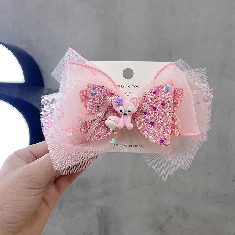 

Корейская заколка для волос с бантом принцессы и ниспадающей синей лентой