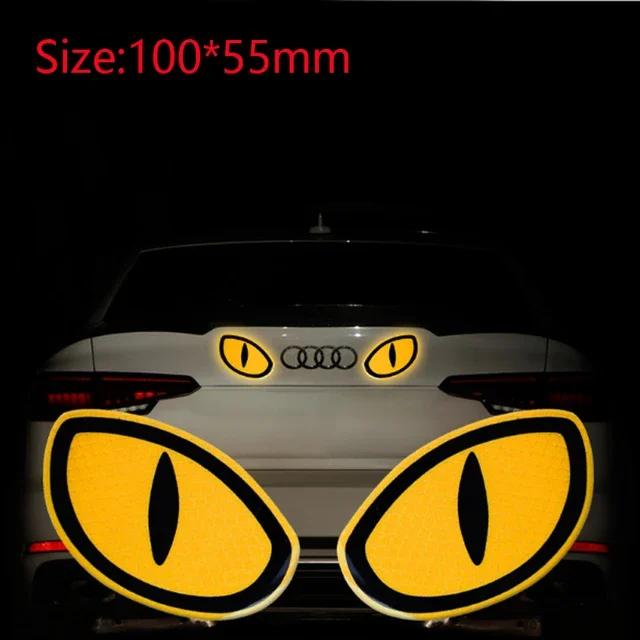 New 2pcs Car Safety Self Adhesive Reflective Warning Eye Stickers Mark Reflector Tape Strips Car Mirror Sticker Car Accessories