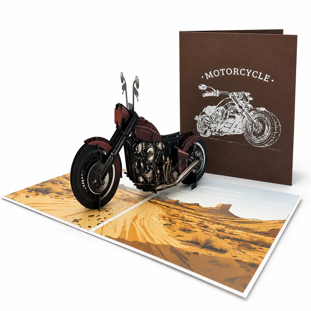 Modern Motorcycle 3d Pop Up Card For Birthday Gift For Dad
