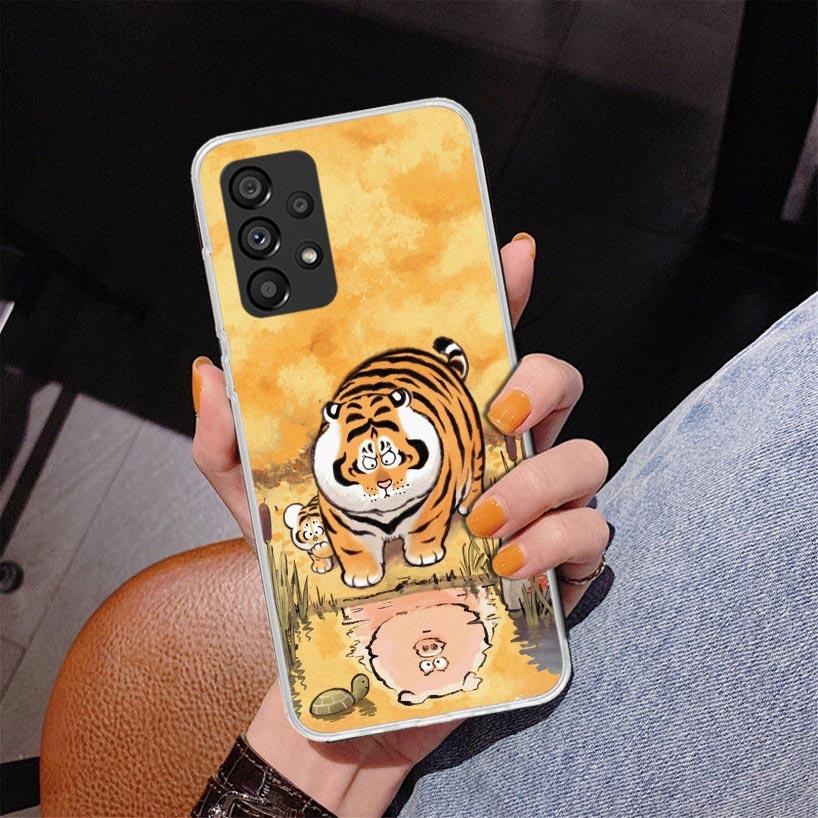 Cartoon Fat Tiger Phone Case For Samsung Galaxy A17 A16 A15 A14 A13 A57 A56 A55 A54 A53 A37 A36 A35 A34 A33 A26 A25 A24 A23 Gala