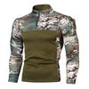 Men Fall Sweatshirt Patchwork Long Sleeves Camouflage Print Hip Hop Zipper Stand Collar Slim Fit Warm Wear-resistant Men Autumn Tops for Sports