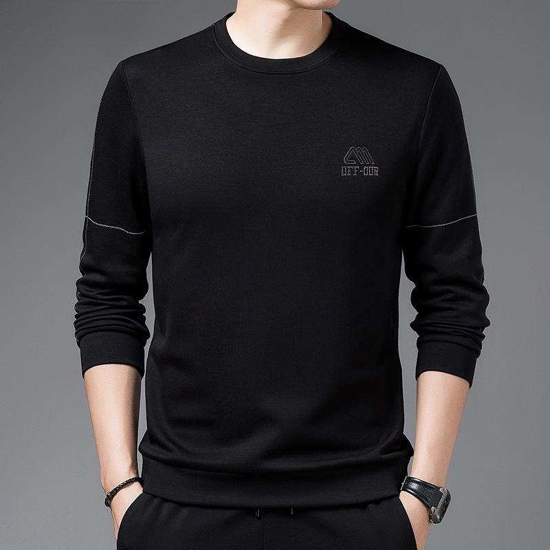 Pulover pentru bărbați noi de primăvară și toamnă, ocazional, tricou cu mâneci lungi, cu gât rotund, cămașă sport cu fundul