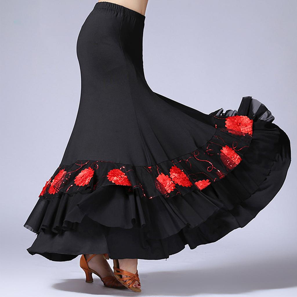 Professional Dance Skirt In Milk Silk Fabric With Adjustable Waist Fashion Dance Dress For Various Dance Styles