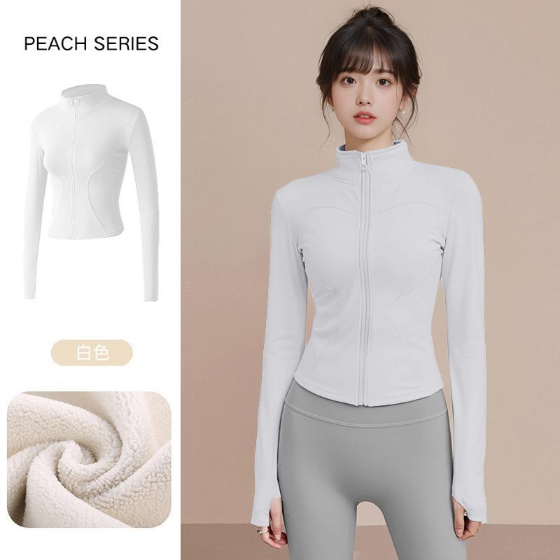 Fleece thickened yoga clothes women's new running sports training yoga jacket fitness long-sleeved stand-up neck zipper top