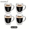 2/4/6PCS 350ML Double Wall Glass Coffee Mug With Handle Transparent Glass Cappuccino Cup Coffee Milk Tea Juice Tea Cup