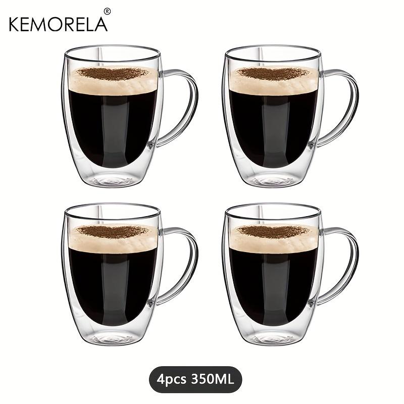 2/4/6PCS 350ML Double Wall Glass Coffee Mug With Handle Transparent Glass Cappuccino Cup Coffee Milk Tea Juice Tea Cup