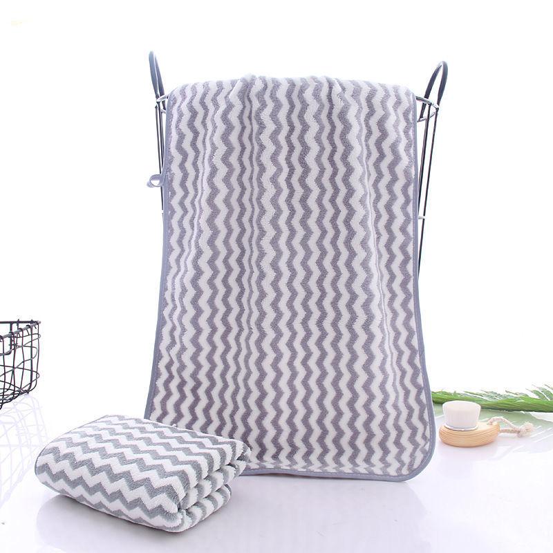 

Набор полотенец Мягкий коралловый флис, приятная для кожи мочалка для взрослых, полосатые полотенца для волос, ручного душа, универсальные быстросохнущие туалеты, впитывающие влагу 35x75cm&2pcs