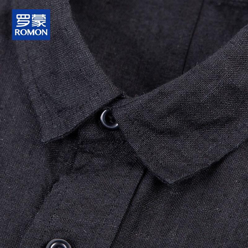 ROMON Men's 100% Linen Loose Fit Long Sleeve Shirt