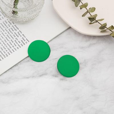 Yousheng 1 Pair Stud Earrings Candy Color Geometric Spray Paint Piercing Simple Women Girl Big Round Ear Studs Fashion Jewelry Gift for Girlfriends