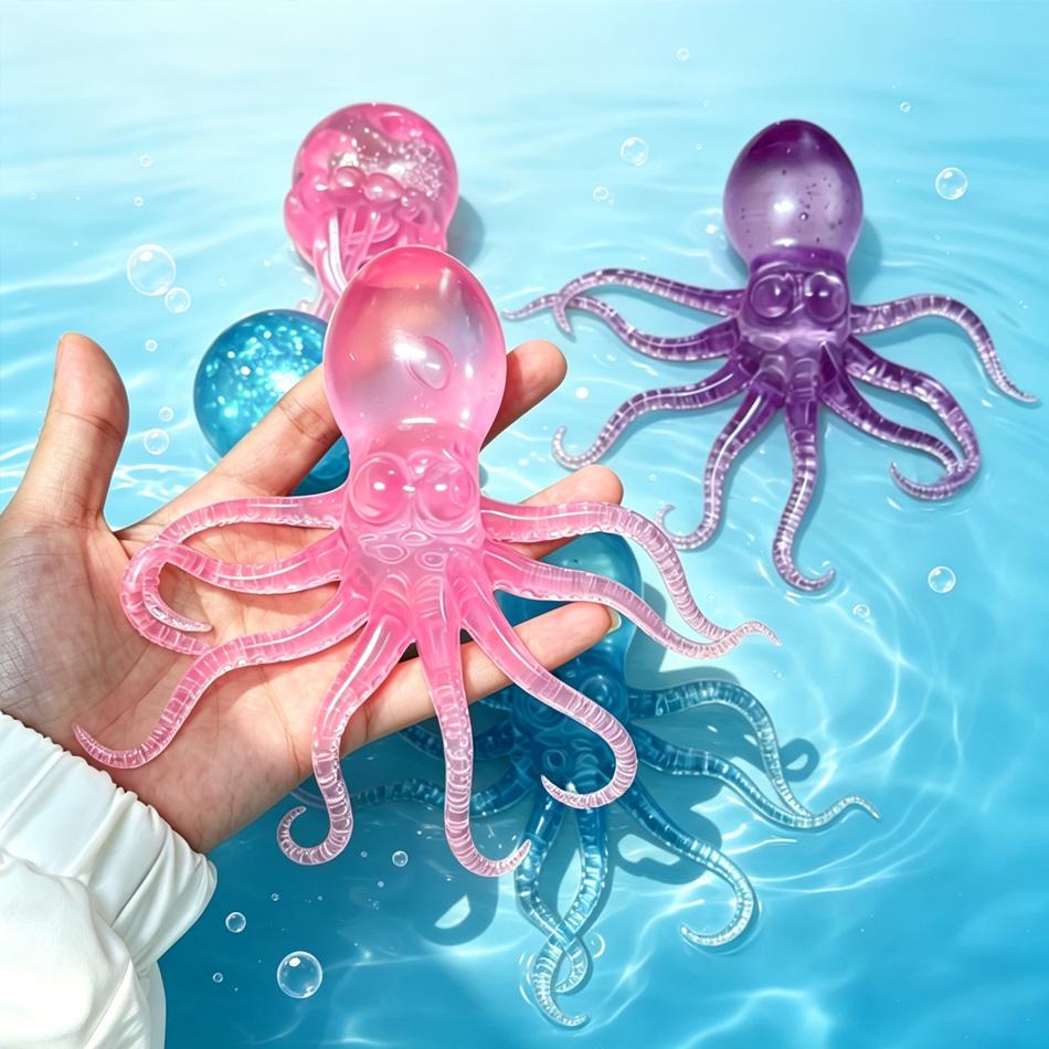 Topmix Glitter Octopus Taba Squishy Sugar Stress Ball For Kids Cute Animals Squeeze Fidget Toy Squishy Ocean Sensory Decompression Gift