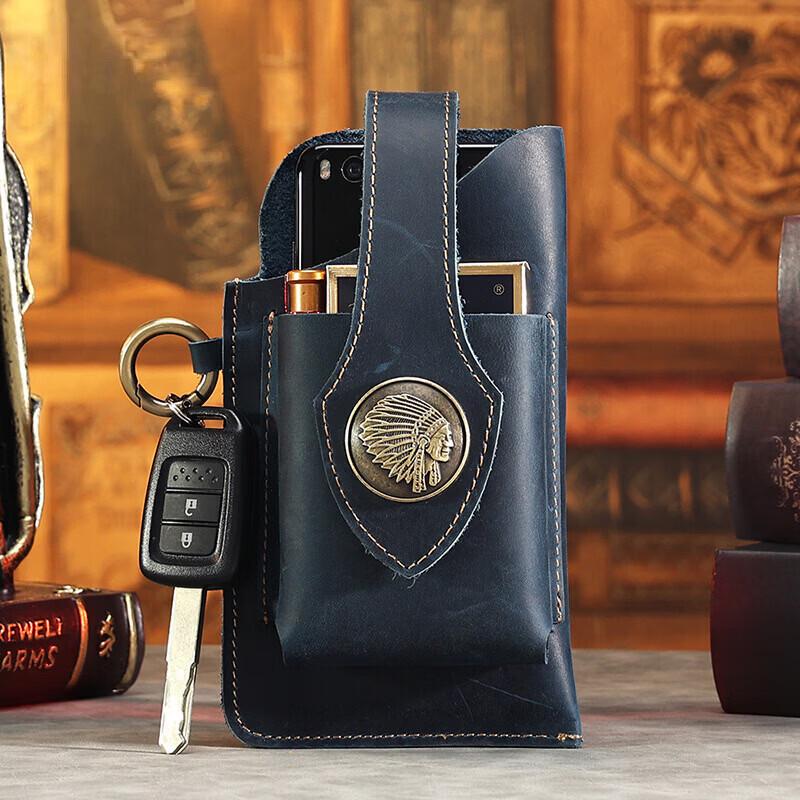 

Li Shen Men s Crazy Horse Leather Outdoor Phone Bag