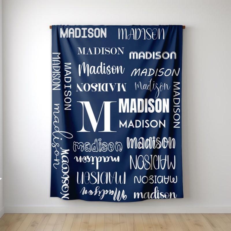 Custom Name Blanket Soft Baby Blanket Skin-Friendly Personalized Gift Blanket Camping Nap Leisure Home Decor Birthday Present