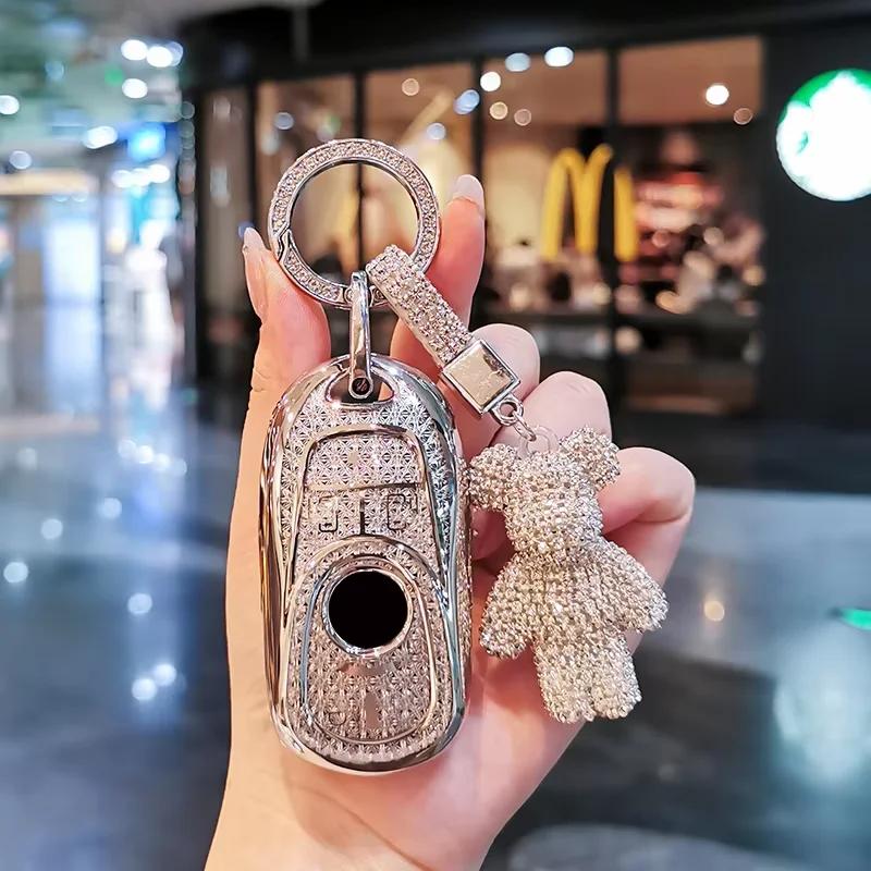 Suitable For 24 Buick Gl8 Keycase Avenir Keycover Key Shell Keychain Car Case Buckle Cute Bear Keychain Sparkling Car Key Case