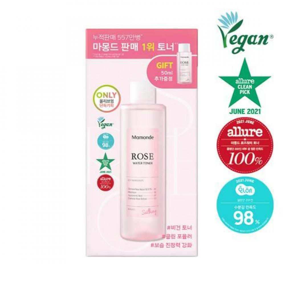 

Mamonde Rose Water Toner 250мл50мл специальный ватный диск в подарок