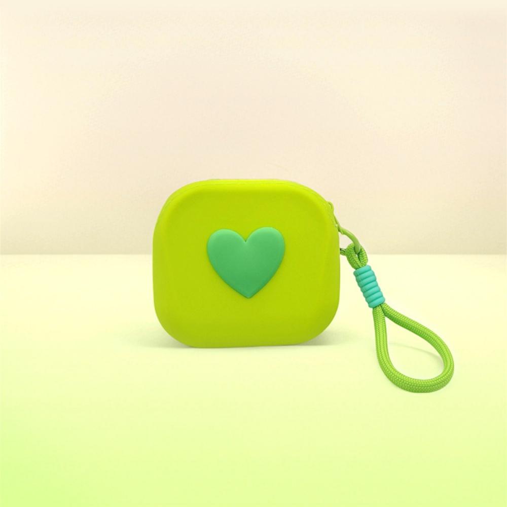 New Love Heart Storage Bag Silicone Coin Purse Wallet with Weaving Lanyard Portable Data Cable Earphone Organizer Key Pouch