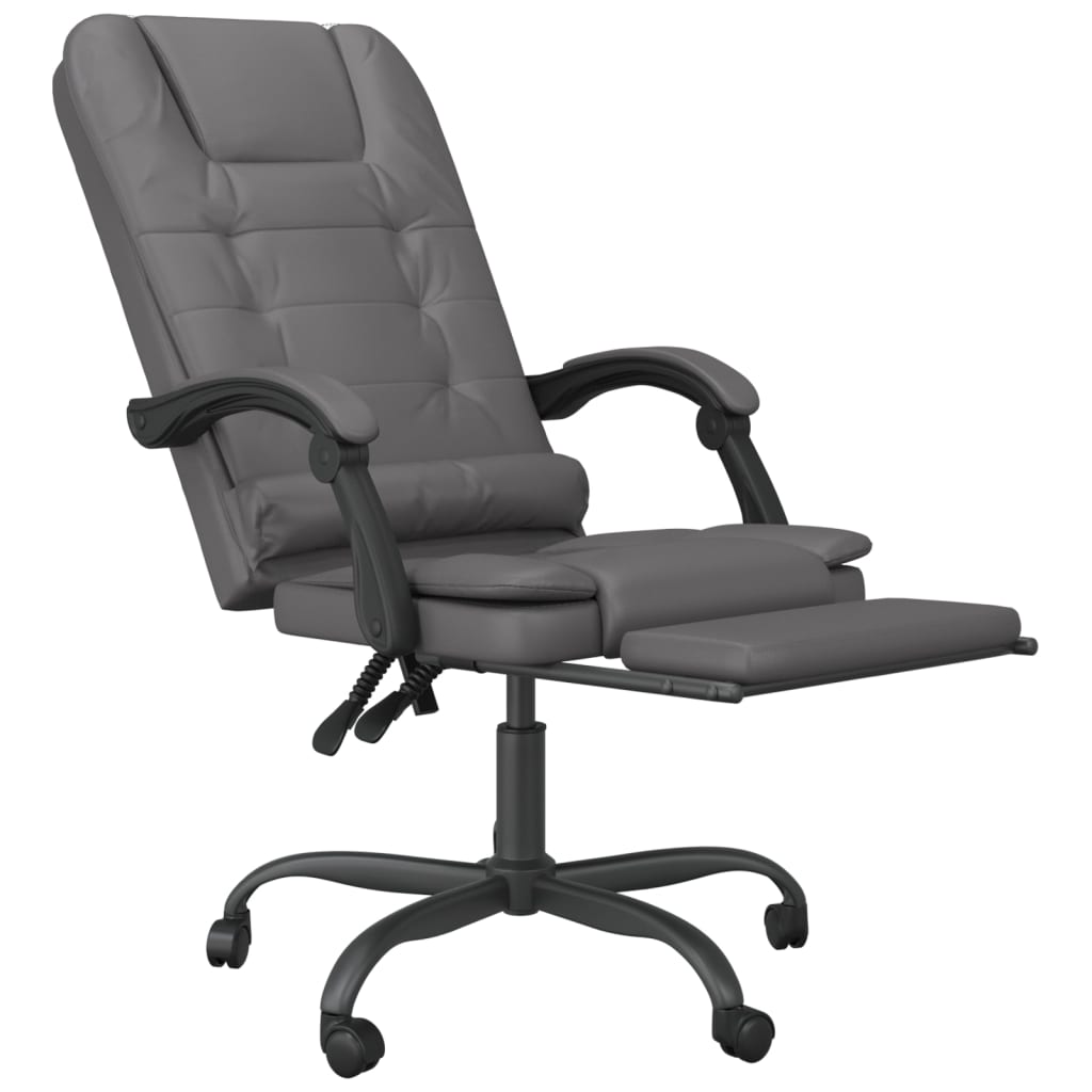 Vidaxl Foldable, Massage Office Chair, Grey, Faux Leather