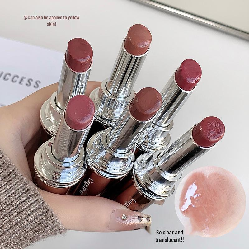 Gege Bear Moisturizing Glossy Lipstick - Natural Milk Tea Shade, Plumping & Smudge-Resistant.