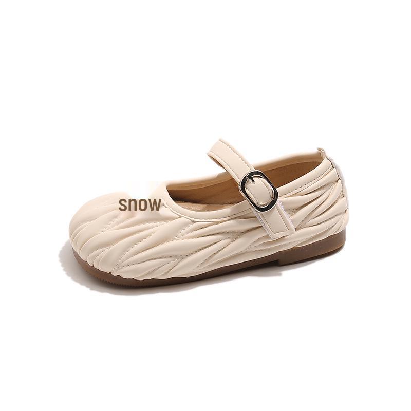 Spring 2026 Girls' Princess Flats: Soft Leather Buckle Shoes - Fashionable & Casual