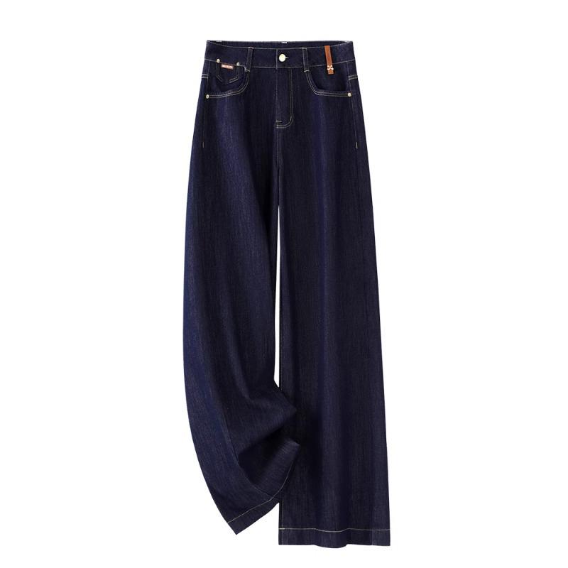 Women's Retro Denim Wide-Leg Jeans - Slimming Narrow Straight Fit for Spring & Autumn 2025.