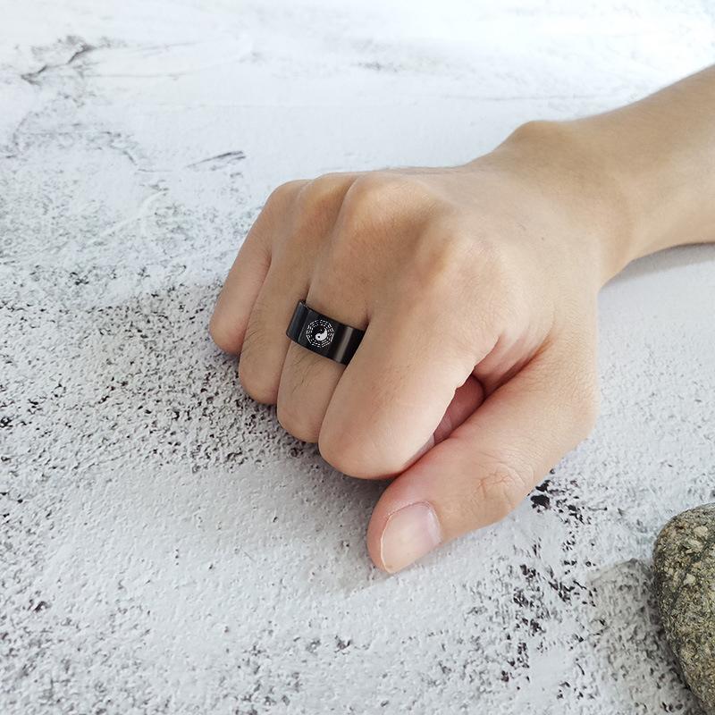 Cartoon Anime Men's and Women's Role Playing Stainless Steel Ring Black and White Fashion Accessories