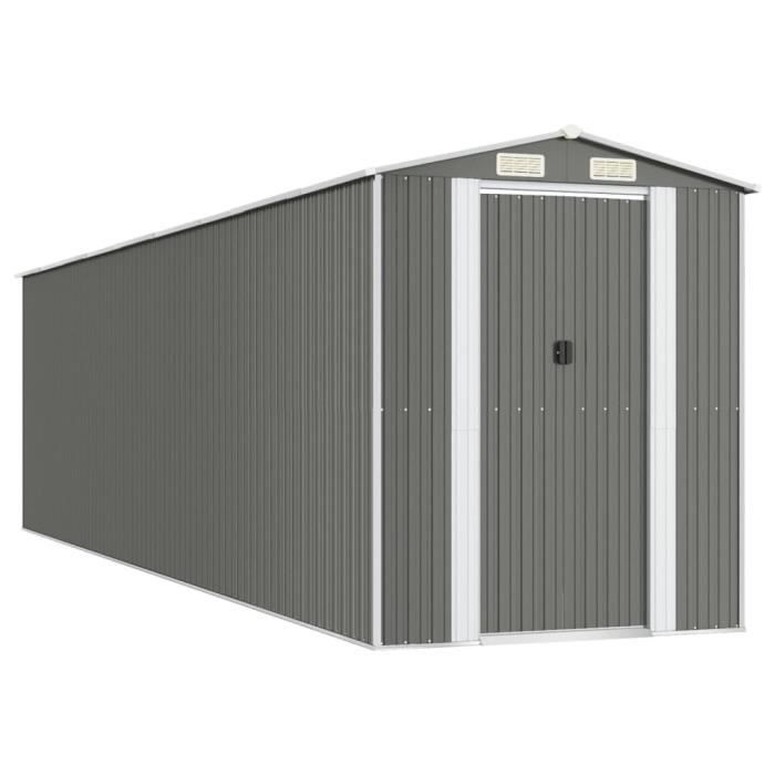 3147445 vidaXL Abri de jardin Gris clair 192x772x223 cm Acier galvanisé