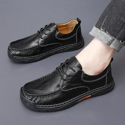 FashionHandmade Soft Soled Men's Genuine Leather Shoes Comfortable Casual Shoes Outdoor Jogging Shoes Wear-resistant Men's Loafers